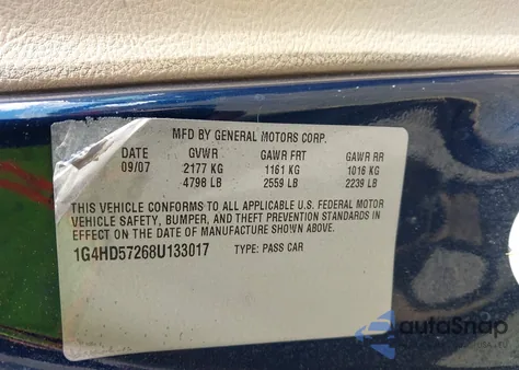 2008 Buick Lucerne Cxl from USA, damaged, VIN 1G4HD57268U133017